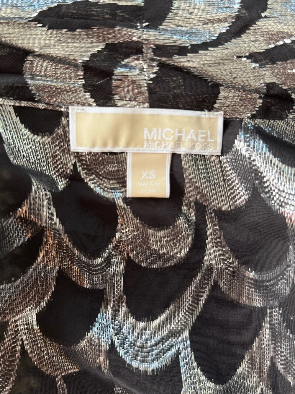 Michael Kors Black and Silver Metallic Patterned Maxi Skirt and Blouse Set